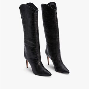 Schutz Maryana Black Croc Boots (NWT)